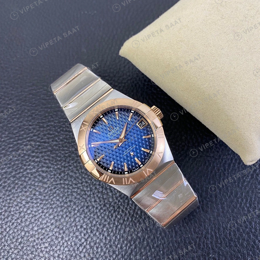 Omega Constellation Rose Kasa Mavi Kadran Celik Kordon Super Clone Eta Eta Saat detay 6