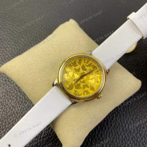Omega De Ville Sampanya Kadran Altin Kasa Beyaz Deri Kordon Super Clone Eta Saat görünüm 1
