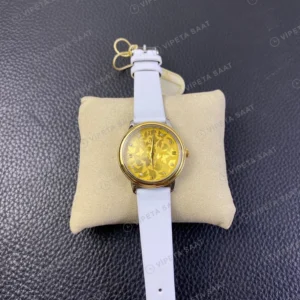 Omega De Ville Sampanya Kadran Altin Kasa Beyaz Deri Kordon Super Clone Eta Eta Saat karşıdan görünüm