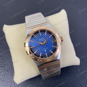 Omega GMT-Master II Constellation Rose Kasa Gri Kadran Celik Kordon Super Clone Eta Eta Saat karşıdan görünüm
