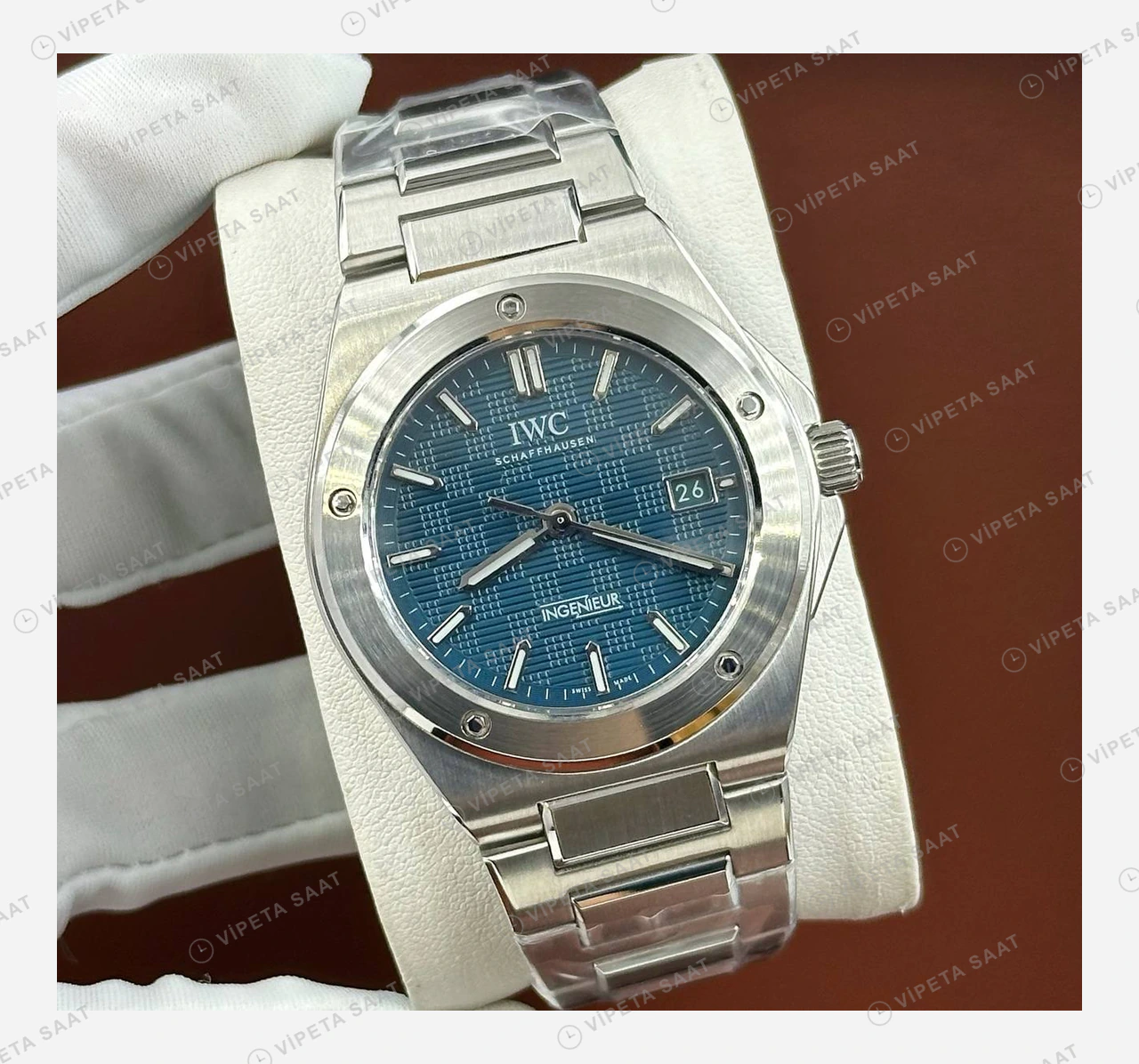 Omega KONTROL IWC Olabilir Mavi Kadran Super Clone ETA Eta Saat karşıdan görünüm