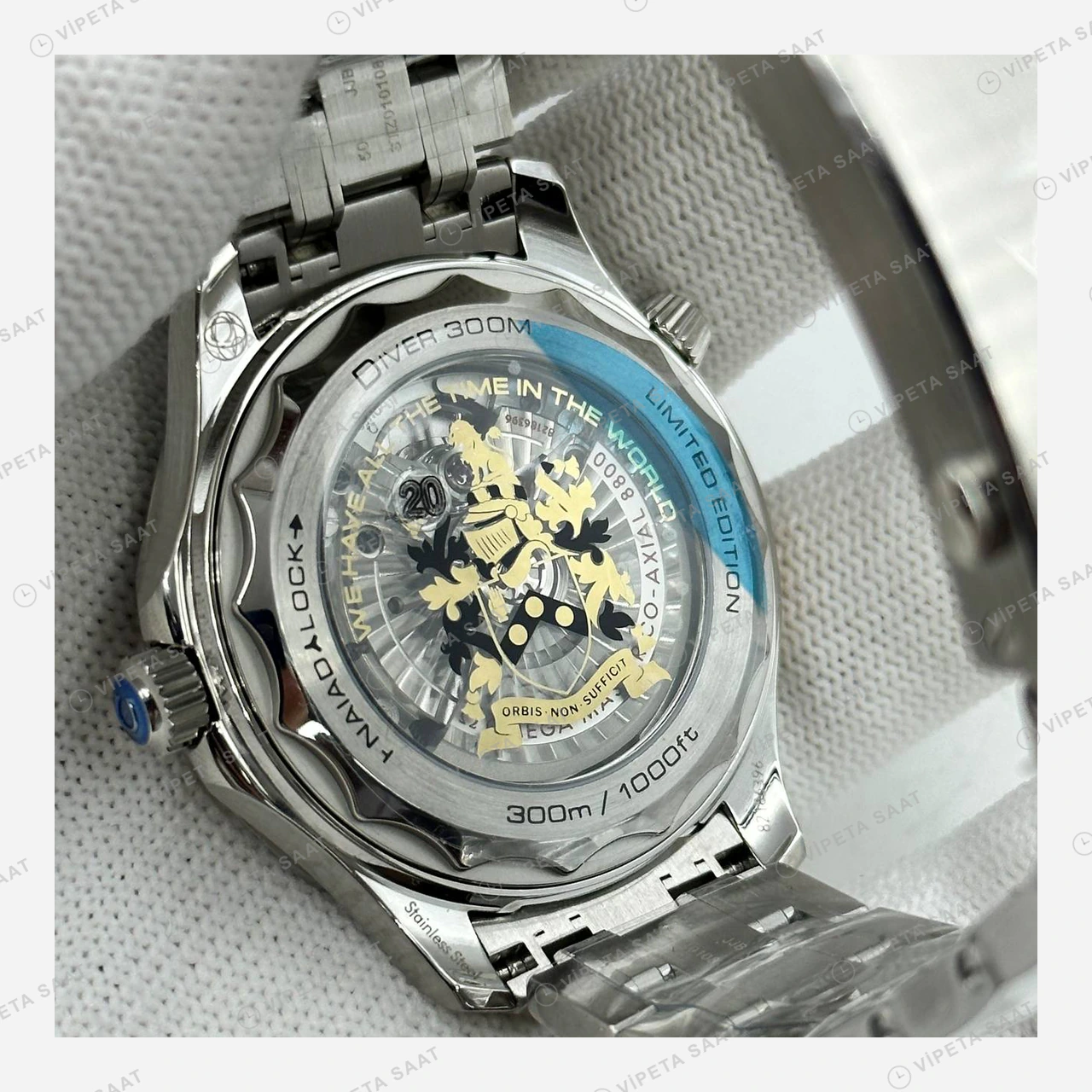 Omega Seamaster 300 Siyah Kadran Çelik Klasik Super Clone ETA Eta Saat detay 4