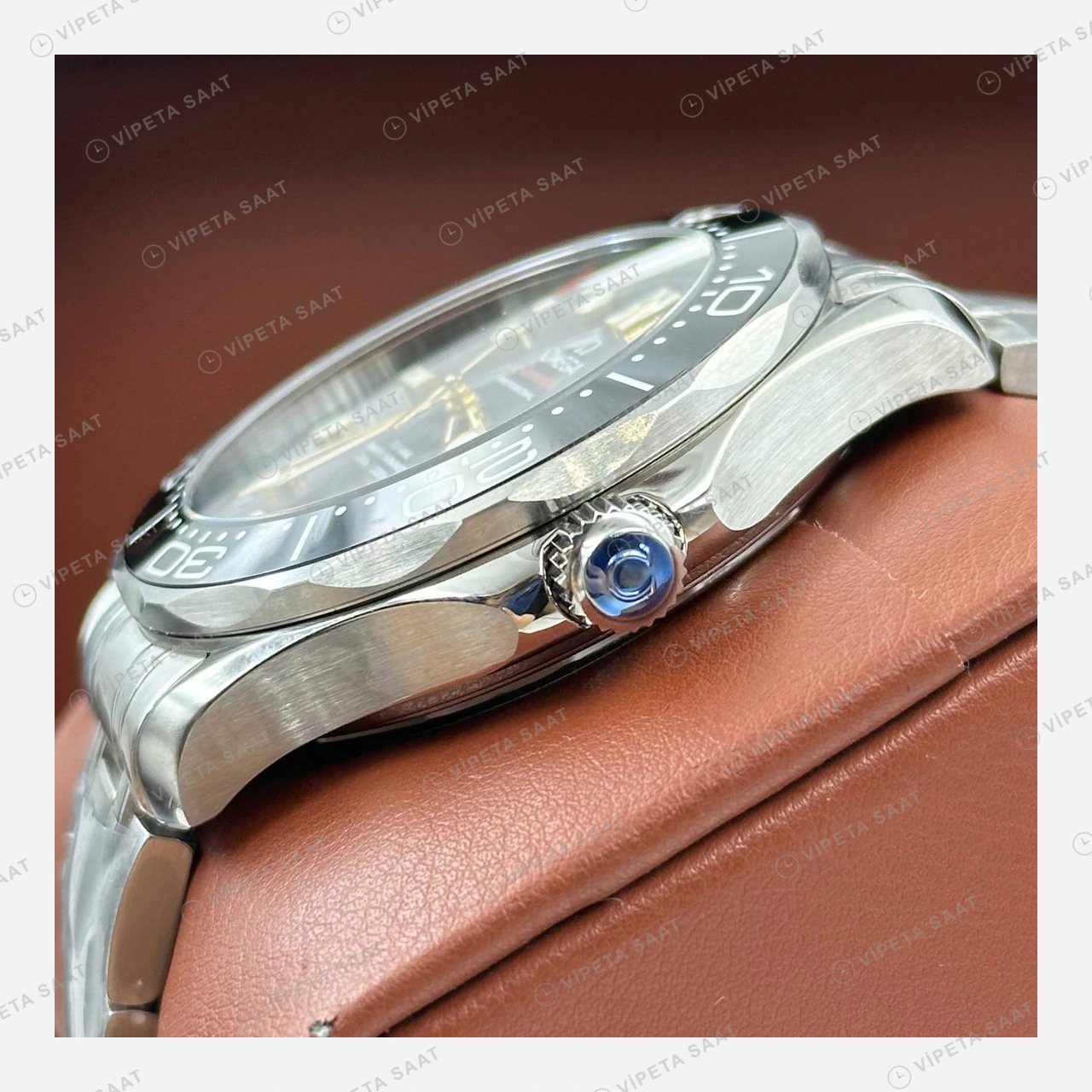 Omega Seamaster 300 Siyah Kadran Çelik Klasik Super Clone ETA Eta Saat detay 5