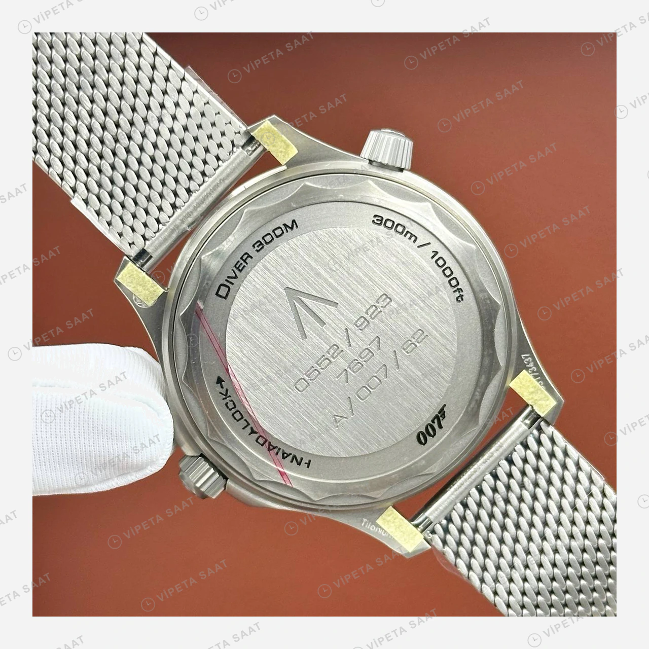Omega Seamaster 300 Siyah Kadran Çelik Örgü Klasik 2 Super Clone ETA Eta Saat detay 5