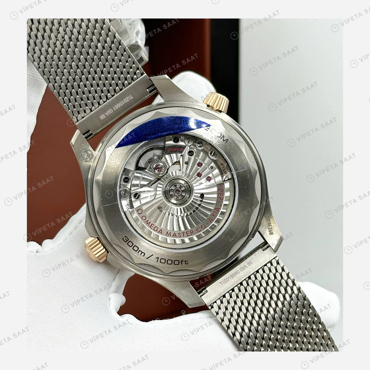 Omega Seamaster 300 Yeşil Kadran Çelik Örgü Super Clone ETA Eta Saat detay 5