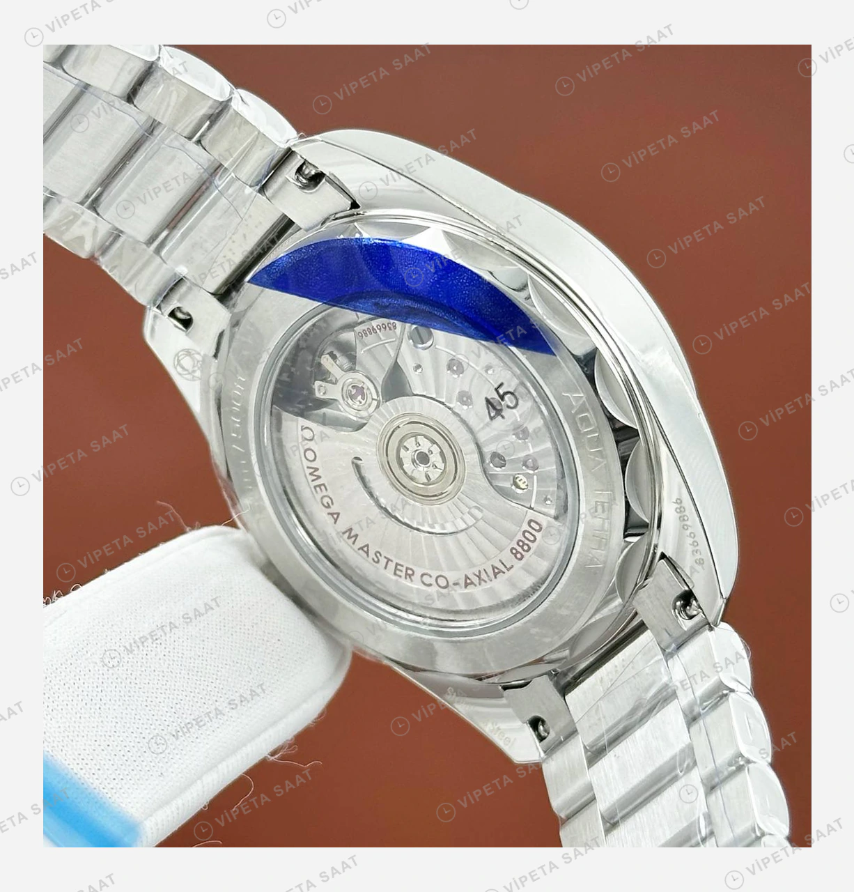 Omega Seamaster Aqua Terra Mavi Kadran Çelik Derin Super Clone ETA Eta Saat detay 4