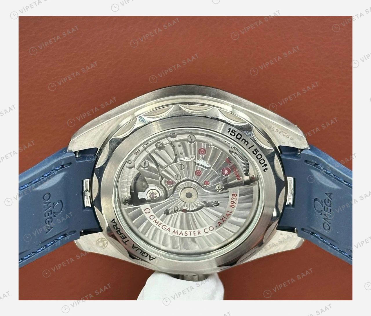 Omega Seamaster Aqua Terra Mavi Moonphase Kauçuk Super Clone ETA Eta Saat detay 5