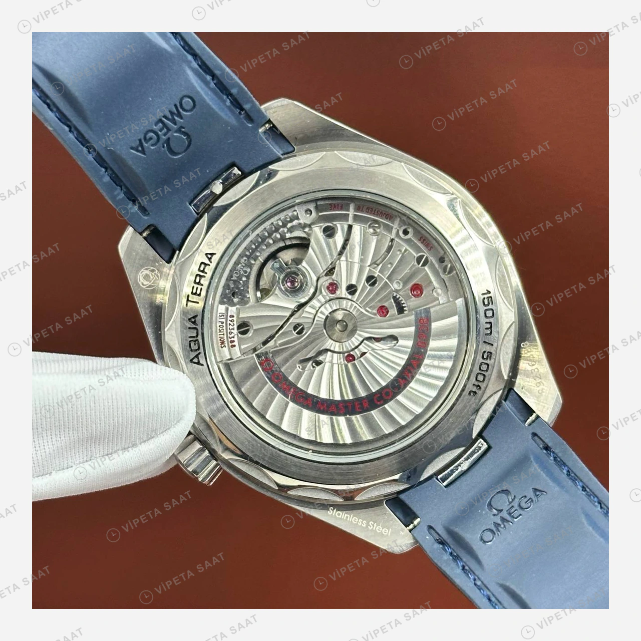 Omega Seamaster Aqua Terra Mavi Moonphase Kauçuk Super Clone ETA Eta Saat detay 6
