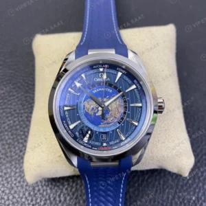 Omega Seamaster Aqua Terra Worldtimer Mavi Kadran Kaucuk Kordon Super Clone Eta Eta Saat karşıdan görünüm