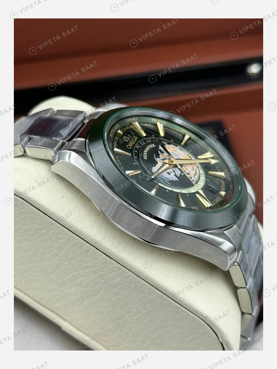 Omega Seamaster Aqua Terra Yeşil Tourbillon Çelik Super Clone ETA Eta Saat karşıdan görünüm