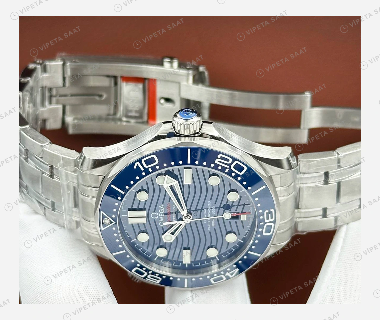 Omega Seamaster Diver 300M Mavi Kadran Çelik Derin Super Clone ETA Eta Saat detay 6