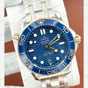 Omega Seamaster Diver 300M Mavi Kadran Sarı Altın İki Renk Super Clone ETA Eta Saat detay 4