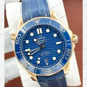 Omega Seamaster Diver 300M Mavi Kadran Sarı Altın Kauçuk Super Clone ETA Eta Saat detay 6