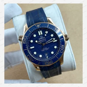 Omega Seamaster Diver 300M Mavi Kadran Sarı Altın Kordon Super Clone ETA Eta Saat detay 5