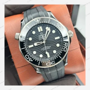 Omega Seamaster Diver 300M Siyah Dalga Kadran Kauçuk Super Clone ETA Eta Saat detay 4