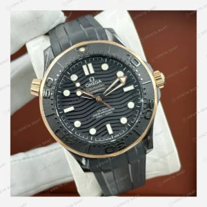 Omega Seamaster Diver 300M Siyah Kadran Everose Kauçuk Super Clone ETA Eta Saat detay 5
