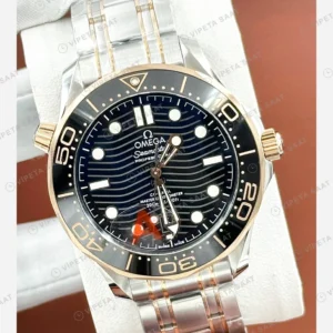 Omega Seamaster Diver 300M Siyah Kadran Sarı Altın İki Renk Super Clone ETA Eta Saat detay 5