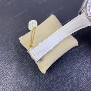 Omega Seamaster Planet Ocean Beyaz Kadran Beyaz Deri Kordon Super Clone Eta Saat görünüm 1