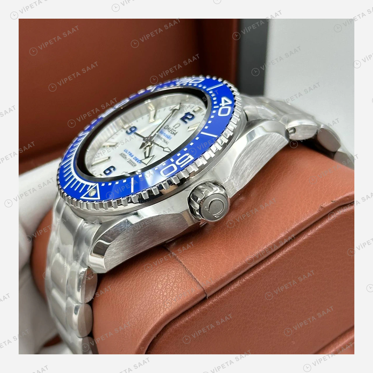 Omega Seamaster Planet Ocean Beyaz Kadran GMT Çelik Super Clone ETA Eta Saat detay 6