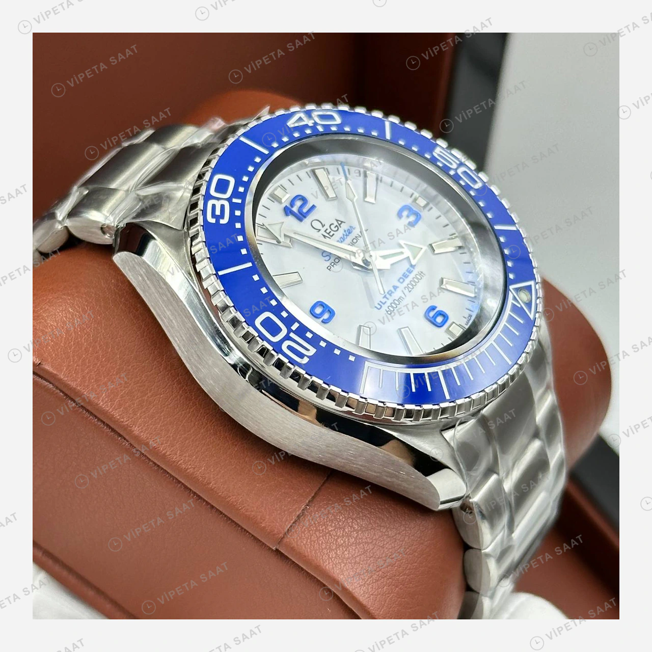 Omega Seamaster Planet Ocean Beyaz Kadran GMT Çelik Super Clone ETA Eta Saat detay 7