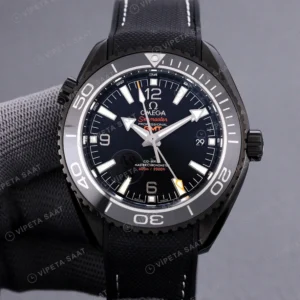 Omega Seamaster Planet Ocean Deep Black GMT Siyah Kadran Seramik Kasa Kaucuk Kordon Super Clone Eta Eta Saat karşıdan görünüm