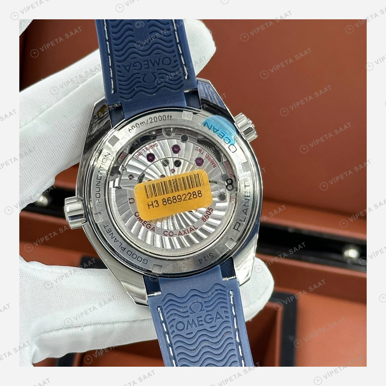 Omega Seamaster Planet Ocean GMT Mavi Kadran Kauçuk Super Clone ETA Eta Saat detay 3