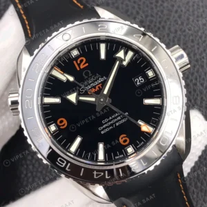 Omega Seamaster Planet Ocean GMT Siyah Kadran Kaucuk Kordon Super Clone Eta Saat görünüm 1