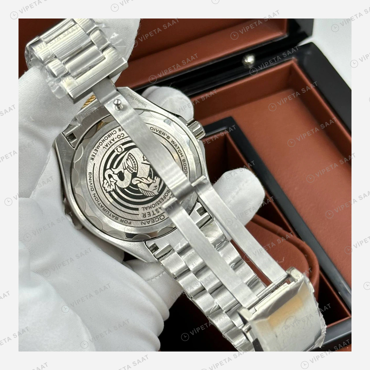 Omega Seamaster Planet Ocean GMT Siyah-Turuncu Çelik Super Clone ETA Eta Saat detay 7