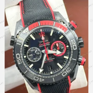 Omega Seamaster Planet Ocean Gri Kırmızı Kronograf Kordon Super Clone ETA Eta Saat detay 5