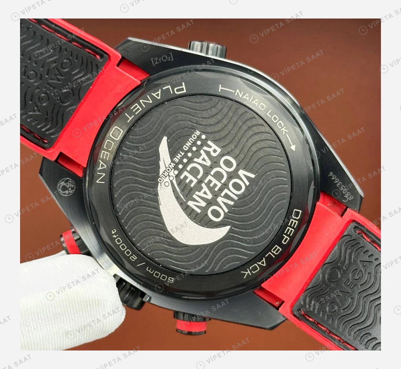 Omega Seamaster Planet Ocean Gri Kırmızı Kronograf Kordon Super Clone ETA Eta Saat detay 6