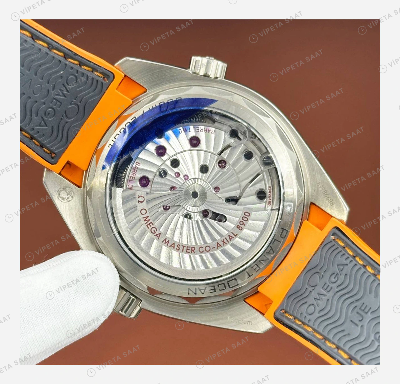 Omega Seamaster Planet Ocean Gri Turuncu Kauçuk Super Clone ETA Eta Saat detay 5