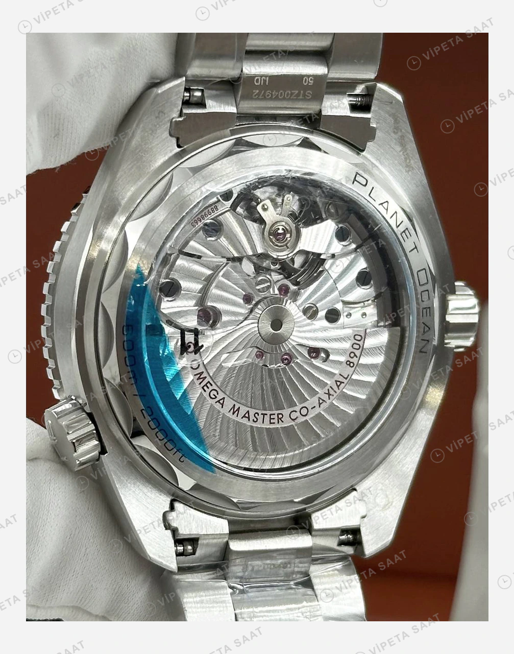 Omega Seamaster Planet Ocean Mavi Kadran Çelik Derin Super Clone ETA Eta Saat detay 5