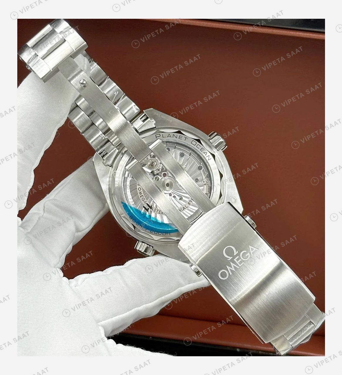 Omega Seamaster Planet Ocean Mavi Kadran Çelik Derin Super Clone ETA Eta Saat detay 6