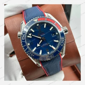 Omega Seamaster Planet Ocean Mavi Kadran Kauçuk Super Clone ETA Eta Saat detay 4