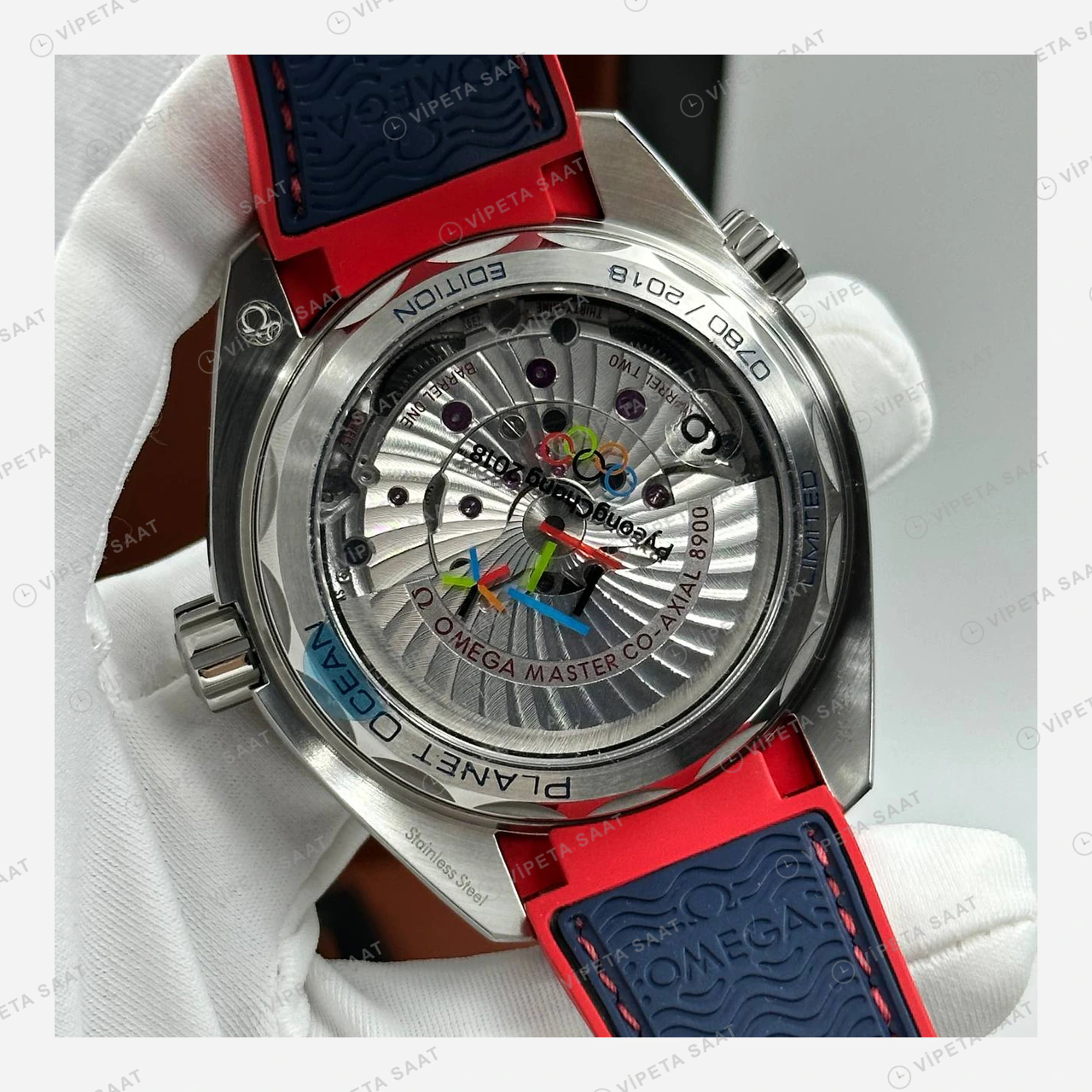 Omega Seamaster Planet Ocean Mavi Kadran Kauçuk Super Clone ETA Eta Saat detay 5