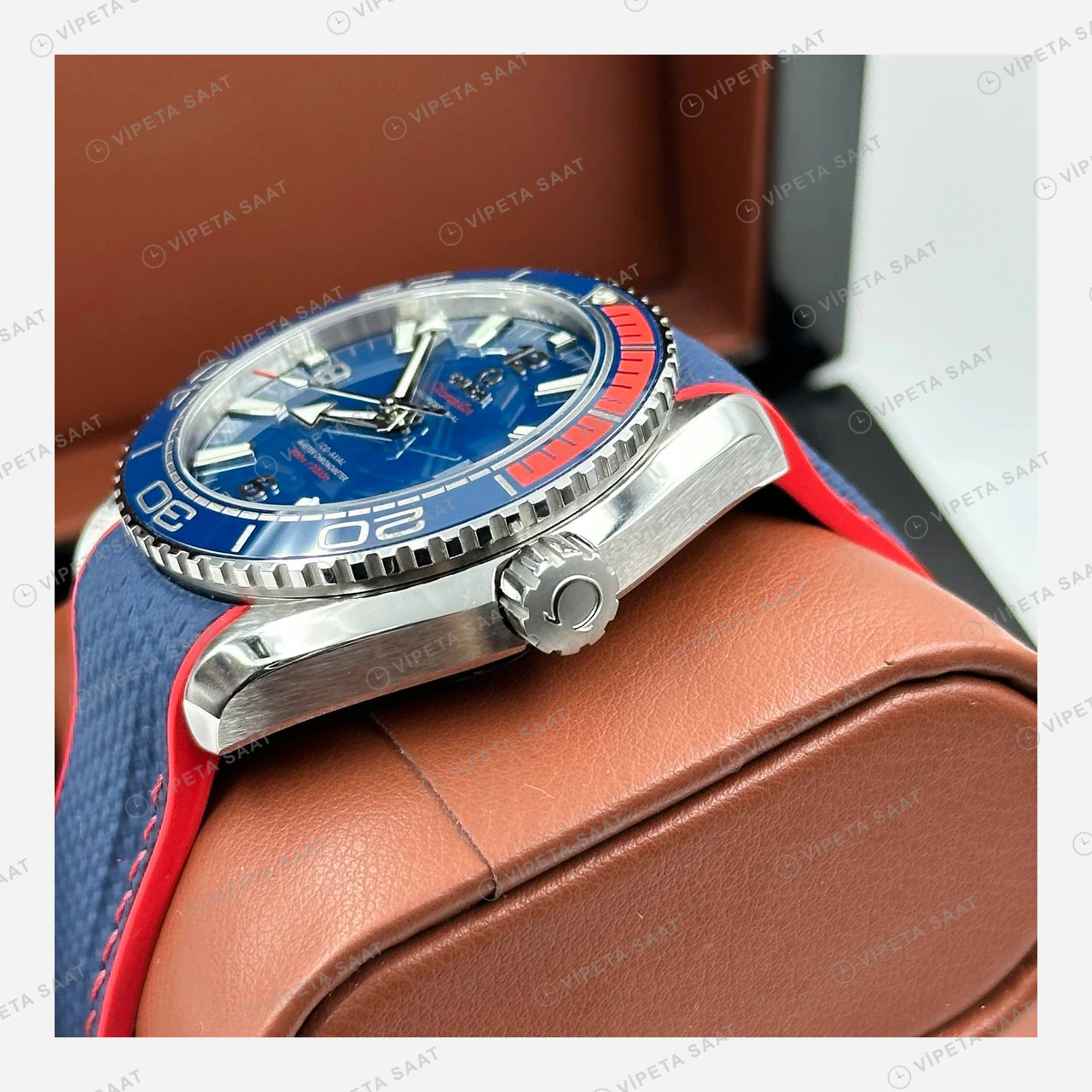 Omega Seamaster Planet Ocean Mavi Kadran Kauçuk Super Clone ETA Eta Saat detay 6