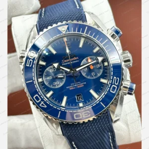 Omega Seamaster Planet Ocean Mavi Kronograf Kauçuk Super Clone ETA Eta Saat detay 6