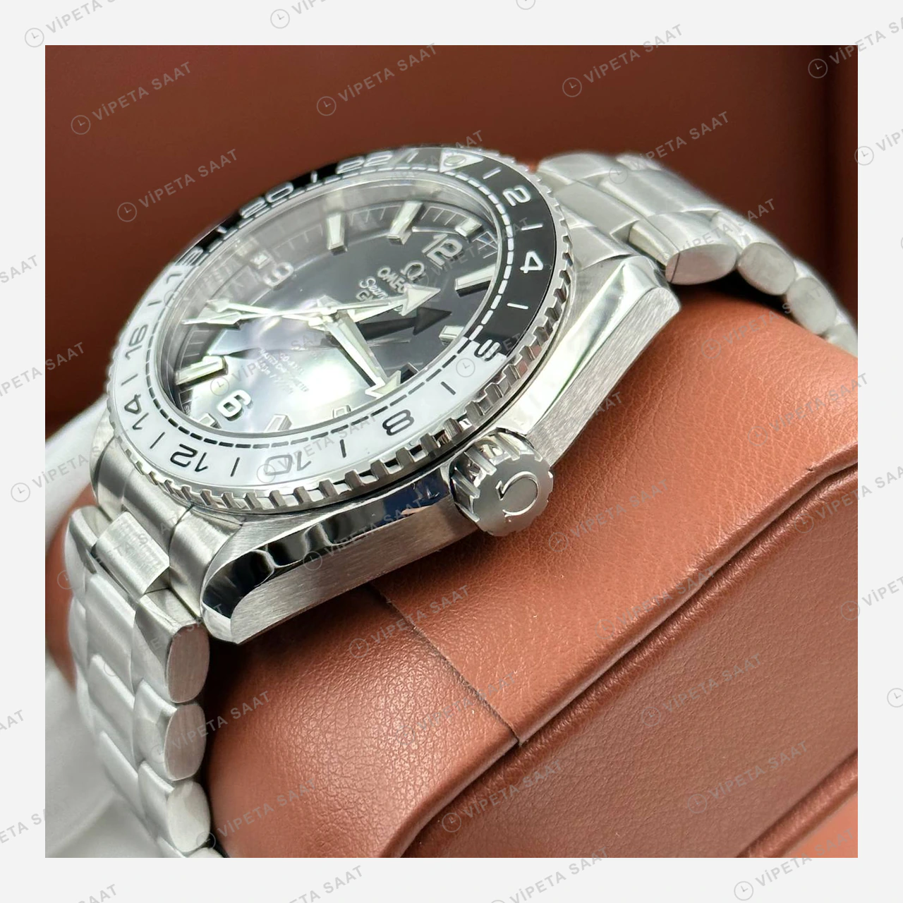 Omega Seamaster Planet Ocean Siyah Kadran GMT Çelik Super Clone ETA Eta Saat detay 3