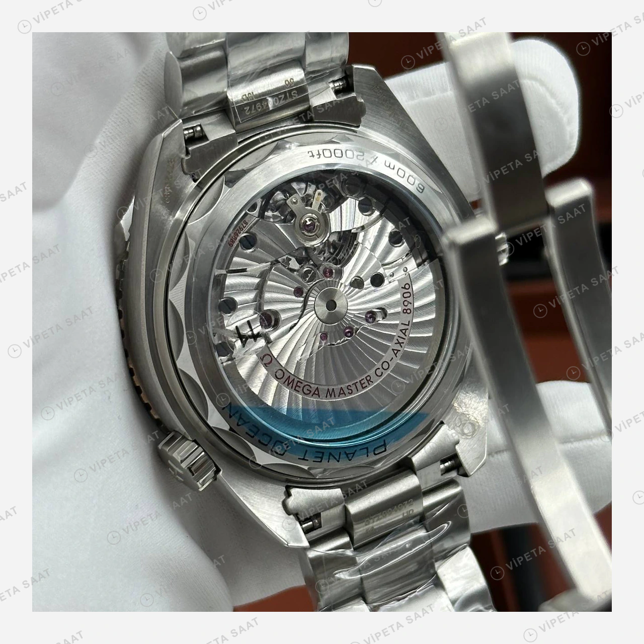 Omega Seamaster Planet Ocean Siyah Kadran GMT Çelik Super Clone ETA Eta Saat detay 6