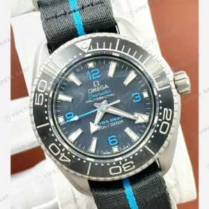 Omega Seamaster Planet Ocean Siyah Kadran Kordon Super Clone ETA Eta Saat detay 5