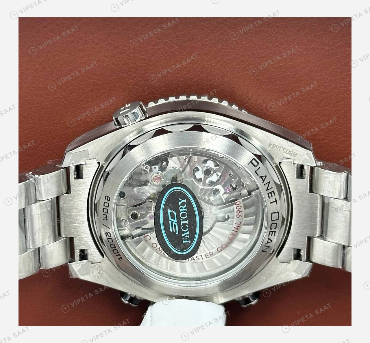 Omega Seamaster Planet Ocean Siyah Kronograf Çelik Super Clone ETA Eta Saat detay 3
