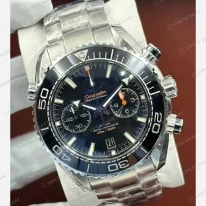 Omega Seamaster Planet Ocean Siyah Kronograf Çelik Super Clone ETA Eta Saat detay 5