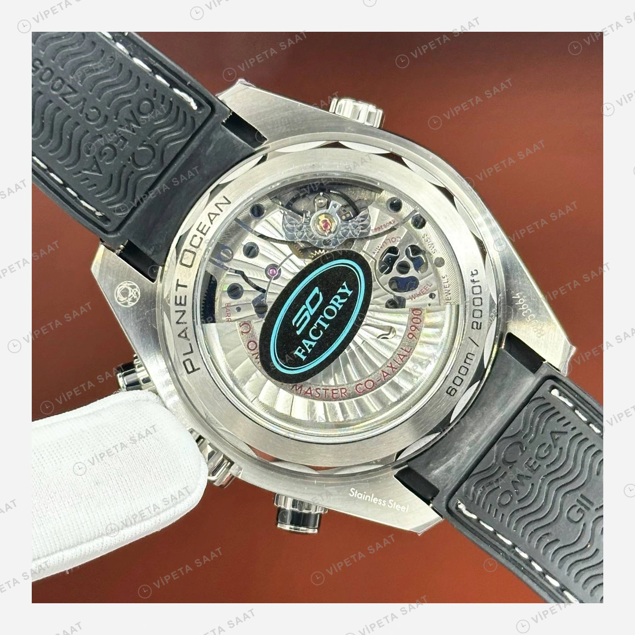 Omega Seamaster Planet Ocean Siyah Kronograf Kordon Super Clone ETA Eta Saat karşıdan görünüm
