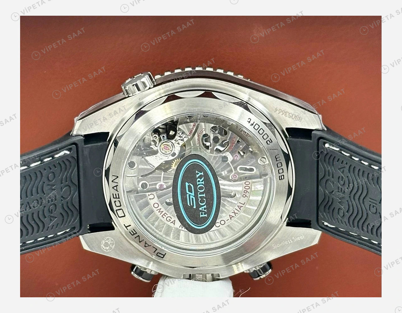 Omega Seamaster Planet Ocean Siyah Kronograf Kordon Super Clone ETA Eta Saat detay 3