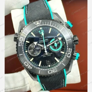 Omega Seamaster Planet Ocean Siyah Turkuaz Kronograf Kordon Super Clone ETA Eta Saat detay 6