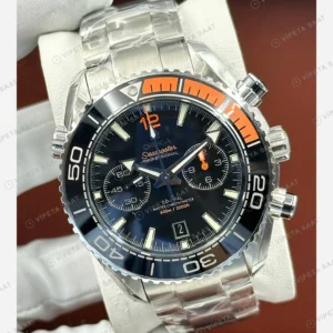 Omega Seamaster Planet Ocean Siyah Turuncu Kronograf Çelik Super Clone ETA Eta Saat karşıdan görünüm