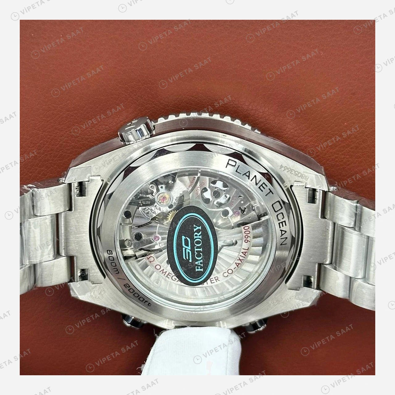 Omega Seamaster Planet Ocean Siyah Turuncu Kronograf Çelik Super Clone ETA Eta Saat detay 3