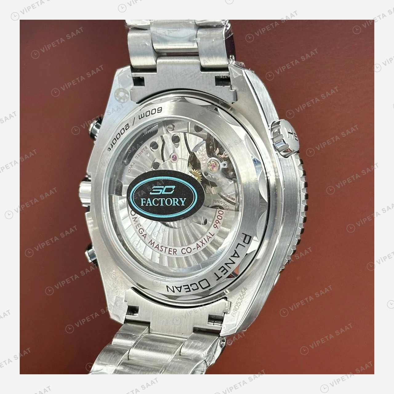 Omega Seamaster Planet Ocean Siyah Turuncu Kronograf Çelik Super Clone ETA Eta Saat detay 4
