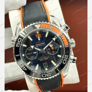 Omega Seamaster Planet Ocean Siyah Turuncu Kronograf Kordon Super Clone ETA Eta Saat detay 6