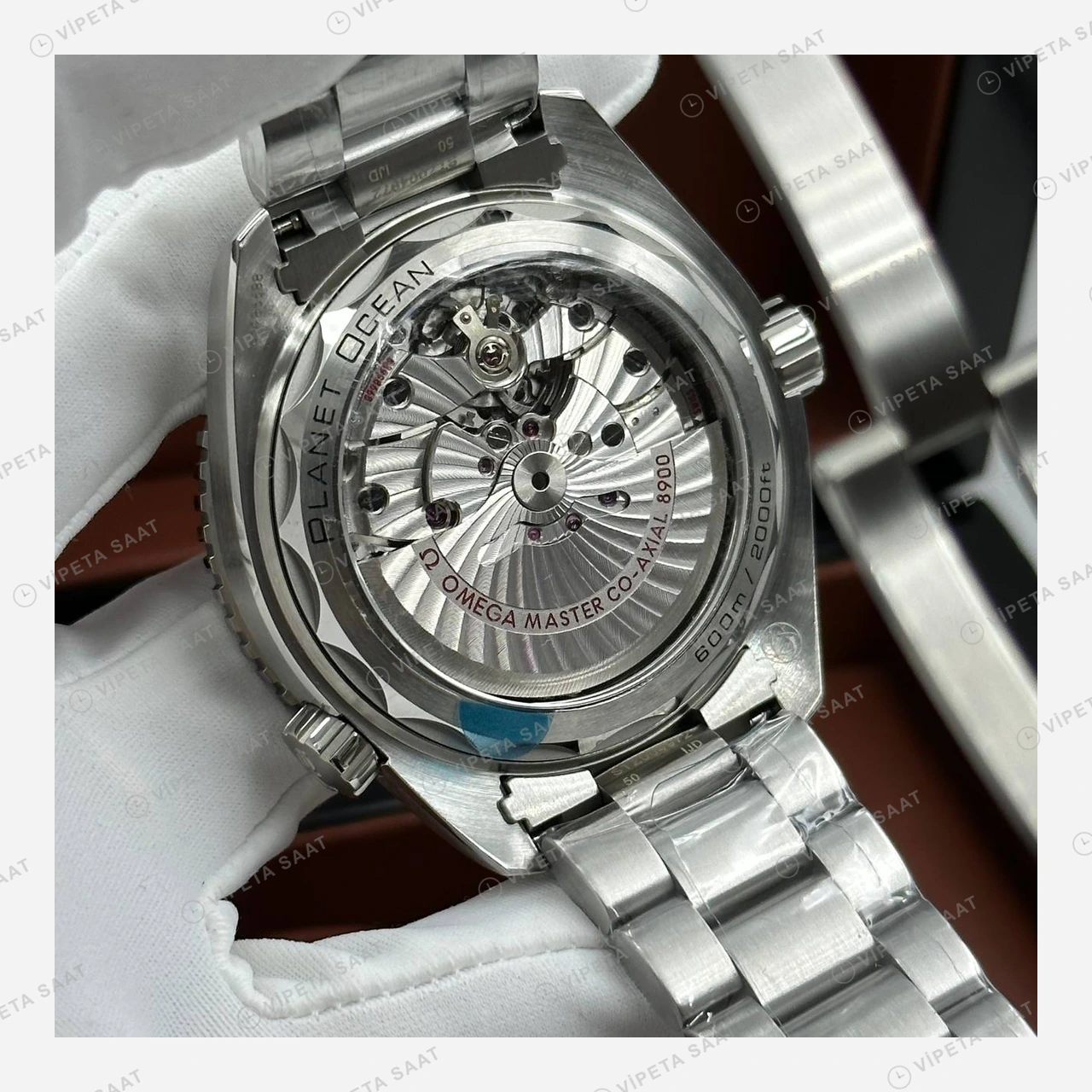 Omega Seamaster Planet Ocean Turuncu Bezel Çelik Super Clone ETA Eta Saat detay 5